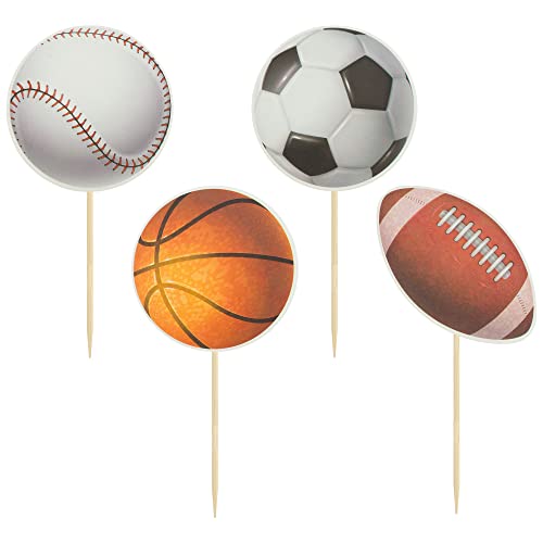 Gyufise 36 Pack Sports Cupcake Toppers Baseball Rugby Cupcake Picks Basketball Toothpicks Soccer Ball Football Cake Decor For Boy Happy Birthday For Sports Ball Game Theme Party Supplies Decoration … thumb #2