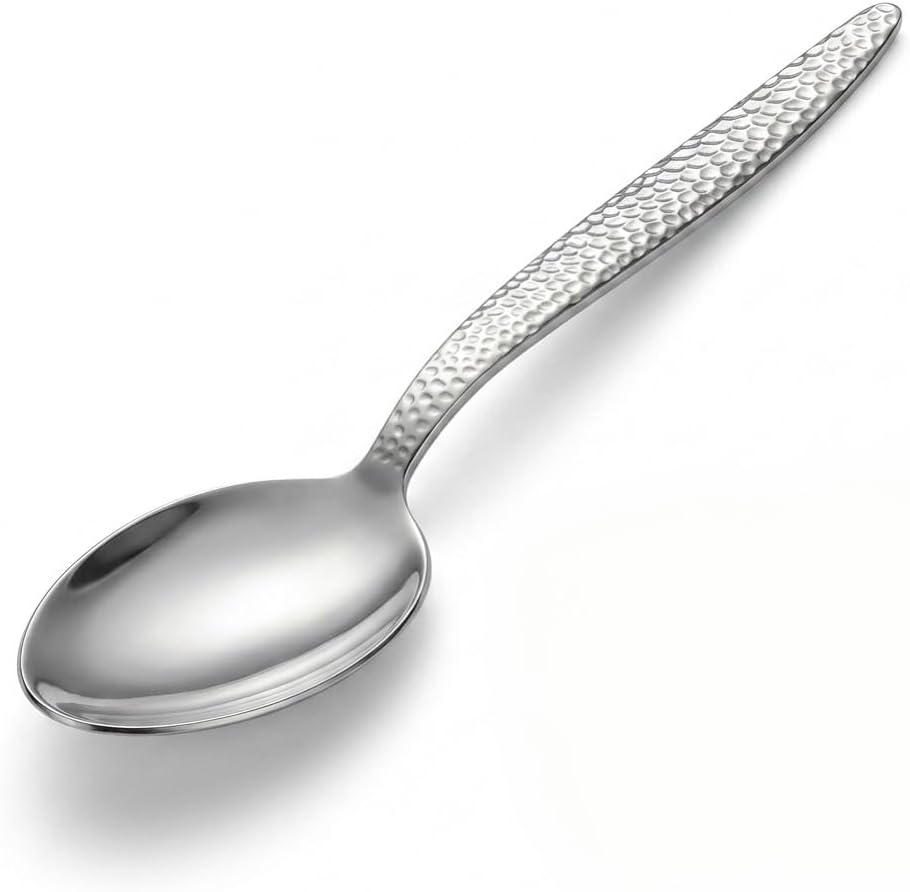 CREATIVECHEF Kunz Plating Spoon 9 Inch, 18/10 Stainless Steel Titanium Coating, Professional Basting & Saucing Spoon for Chef, Food Grade, Silver