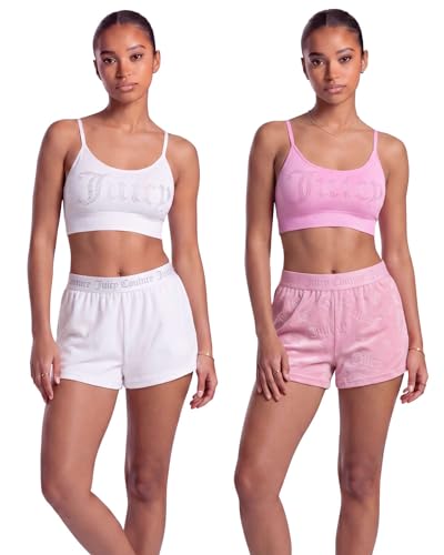 Image of Juicy Couture Women's Velvet Fleece Pajama Shorts, Designer Sleep and Lounge Shorts for Women