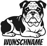Samunshi® Bulldogge mit Name Hunde Aufkleber Autoaufkleber für Motorrad Fahrrad Roller oder Auto Wohnmobil SUV Geländewagen Sticker Dog Dogo 10 x 10cm