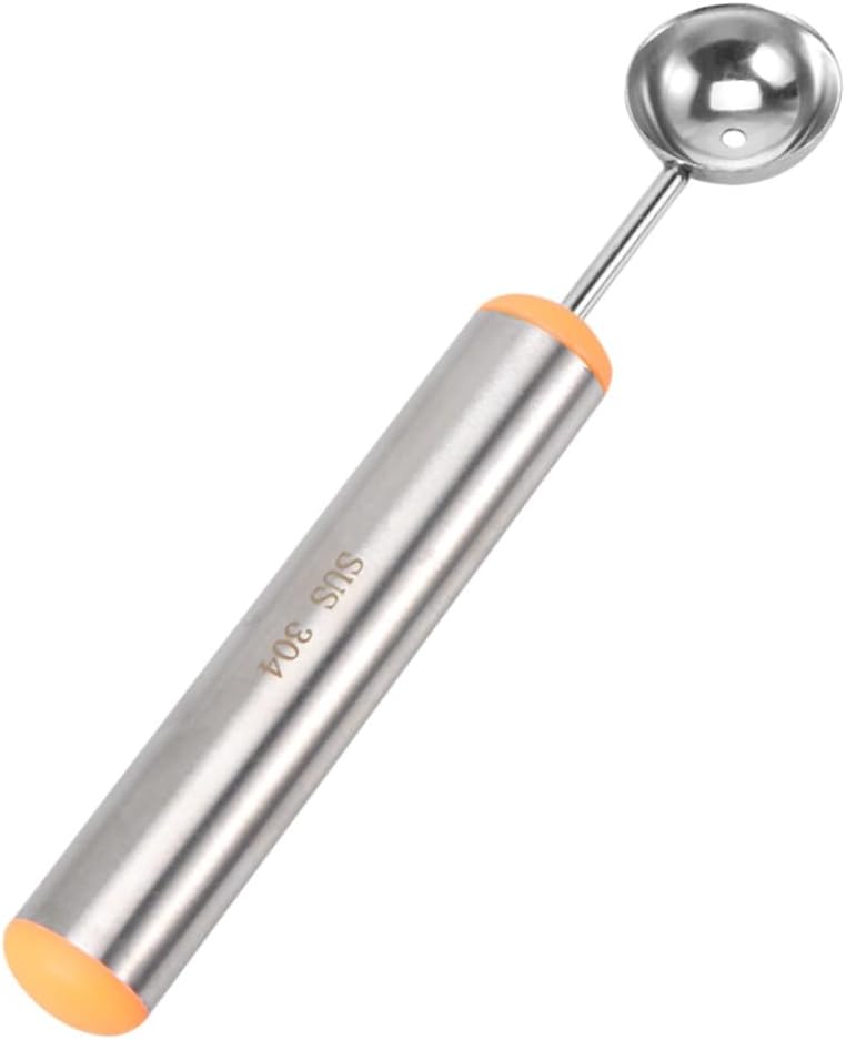 MAGICLULU Stainless Steel Fruit Scoop Multifunctional Fruit Tool for Creative Meal Presentation Ergonomic Handle Design for Home Use Orange Color