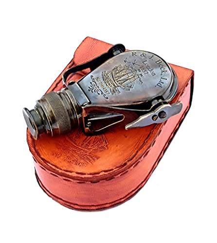 ASI NAUTICAl Marine Vintage Antique Handheld Brass Monocular Binocular for Hunting,Bird Watching,Trekking,Camping, Sports,Outdoor Games,Binocular for Adults and Kids with Leather Cover, ASI0055
