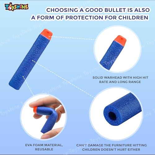 Image of Toyshine Pack of 20 Foam Dart Bullets - Safe Round Head Soft Darts Compatible with Toy Blasters, Blue
