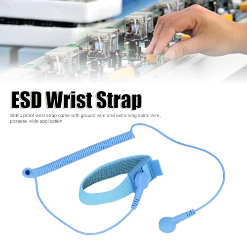 Image of SCHOFIC Anti-Static [ESD] Safe Discharge Wristband Wrist Strap band Grounding Cord B2B Tool- Blue (10)