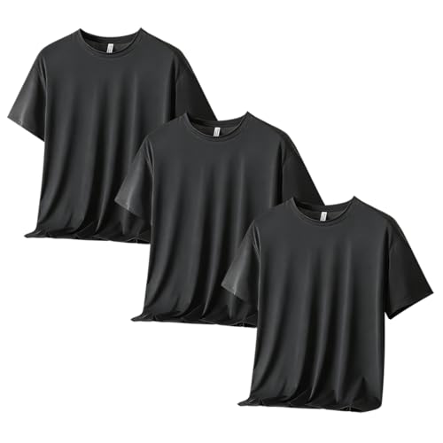 [AYISTELU] tシャツ メンズ 半袖 速乾 3枚組 5枚組 スポーツ ドライ tシャツ インナーシャツ 接触冷感 大きいサイズ 肌着 防臭 オールシーズン着用 (JP, アルファベット, XL, 3枚組-グレー)の商品画像（Amazon）
