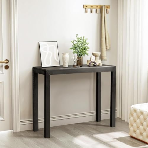 Image of Wooden Console Table Modern Solid Wood Entryway Table for Living Room, Hallway, or Office Slim Design | Black | 116.8 x 30 x 80.10