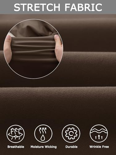 Image of Plaid&Plain Men's Slim Fit Dress Pants Stretch Khaki Pants Wrinkle Free