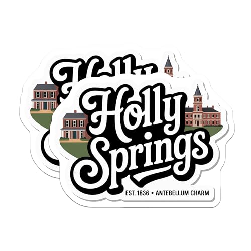 (2 Pack) Holly Springs Magnets - Antebellum Charm - Mississippi Town Souvenir - 5" On Longest Side - Premium Magnet - for Cars, Refrigerators, Toolboxes, Lockers - Made in USA - MAG17480