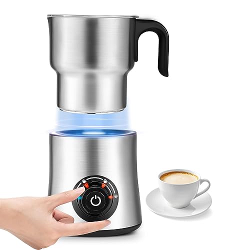 Automatic Milk Frother Machine, 4 in 1, 500ML Detachable Milk Foamer TOPEV Rotating Knob LCD 304-Stainless Steel Milk Steamer with Hot & Cold Foam Latte, Warm Milk, Hot Chocolate, Dishwasher Safe