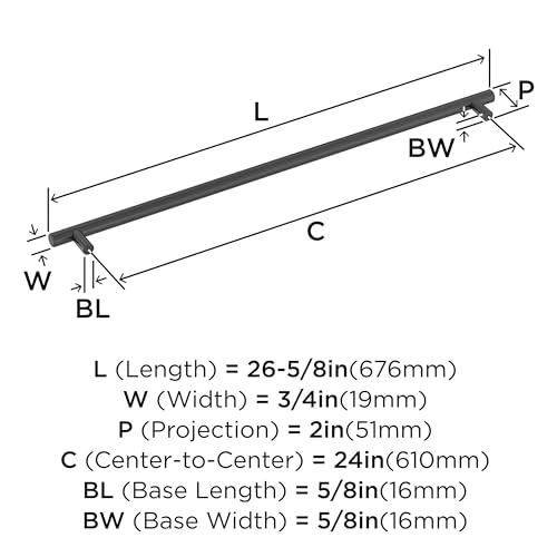 Amerock Bar Pulls 24 inch (610 mm) Center to Center Matte Black Appliance Pull, BP54026MB by Amerock - Image 4