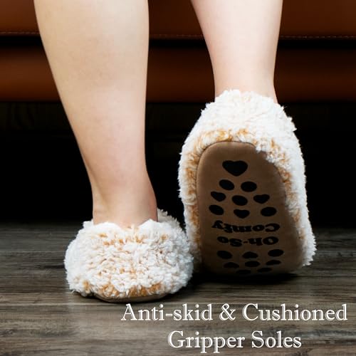 Image of Cozylook Cute Animal Slippers for Women and Kids Fuzzy Non Slip Soft Sole | Warm plush lining, gripper dots, playful animal details, machine wash cold, toddlers teens and adult women, indoor use