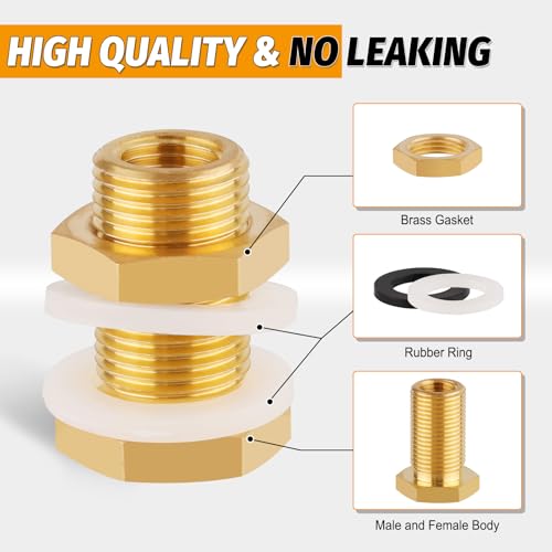 Kootans 1345BB-2 Kootnas 2-Pack Solid Brass Bulkhead Fittings thumb #3