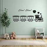 Kids Train Wall Decals – Removable Vinyl Stickers for Nursery, Playroom, Bedroom – Transportation Theme Decor – 23'x11'(Black-JZY145-Choo)
