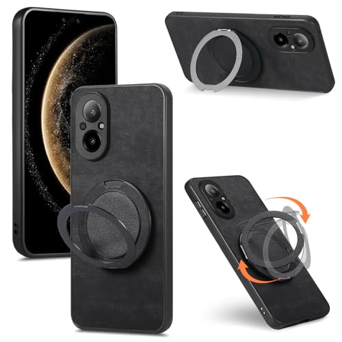 Rfvzubemok Compatible with Huawei nova 9,Compatible with Huawei nova 9 NAM-AL00 NAM-LX9 [PC + TPU + PU] 3-in-1 Built-in Magnetic Stand Shockproof Protective Case Black