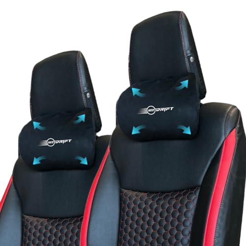 Image of Neodrift 'CurveNeck' - Neck Rest Cushion Orthopedic Velvet Memory Foam Pillow for Neck, Head, Shoulder Support - Pain Relief for Car, Set of 2 (Colour-Black+Silver)