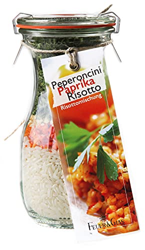 Gourmet - Mezcla preparada para pimientos picantes picantes y risotto mini /250 ml – Ideas de recetas refinadas en vaso para deliciosos platos – de fuego y cristal