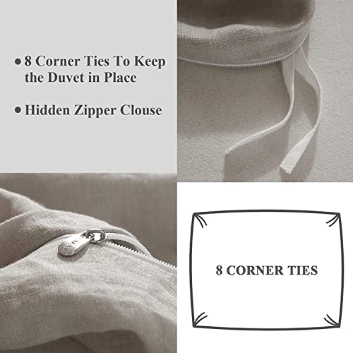 Ivellow Linen Duvet Cover Set 100% Washed French Flax Pure Linen Duvet Covers King Soft Natural Breathable Durable Cooling Duvet Cover King Size Linen Bedding Set ( 1 Linen Duvet Cover 2 Pillowcases) #TOP3