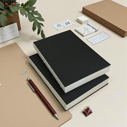 Fark Tanıtım Özel Tasarım Siyah Kraft Kapaklı A5 Noktalı Defter - 180 Derece Açılabilir, Sırtı Dikişli,%100 El İşçiliği, Ofis İçin İdeal, Planlayıcı (Noktalı) - Görsel 1