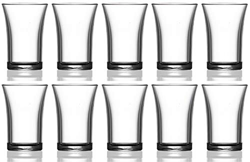 Crown Supplies Plastic Shot Glass Clear CE Marked Reusable Polystyrene 35ml Pack of 10