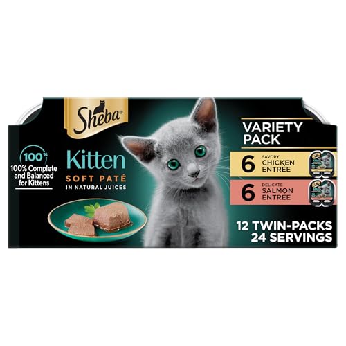 Sheba Perfect Portions Kitten Wet Cat Food Pate Chicken Entree and Salmon Entree, 2.6 oz. Twin-Pack Trays (12 Count, 24 Servings) by Sheba - Used condition - US$19.45