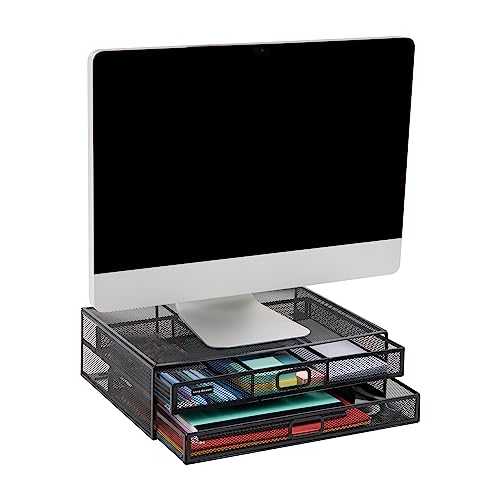 Mind Reader 2-Tier Mesh Stand with Drawer