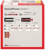 Fischer HybridPower 10 x 90 T, Dübel für Höchste Tragfähigkeit und Sicherheit, Einfache Montage ohne Setzwerkzeug, Universell für Loch- und Vollbaustoffe, Mauerwerk, Beton, Sicher auch im Brandfall – Ansicht 3