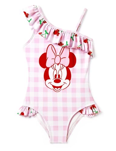Image of Disney Stitch Frozen Marvel Minnie Mouse Girls Swimsuits Ruffle One Piece Bathing Suits UPF 50 Swimwear Quick Dry Size 2-13Y