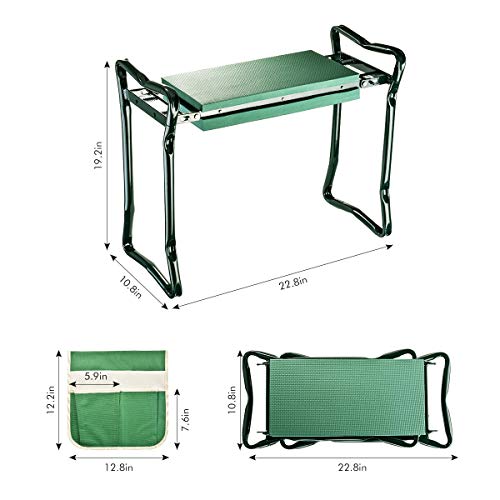 Garden Kneeler And Seat With 2 Bonus Tool Pouches - Portable Garden Bench Eva Foam Pad With Kneeling Pad For Gardening - Sturdy, Lightweight And Practical - Protect Knees And Clothes When Gardening #TOP3