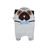 Producidos en Alemania HUGO FROSCH Eco Comfort with Pug Dog Knitted Cover Bolsa de Agua Caliente con Funda de Punto para Perro, Gris Claro, Talla única