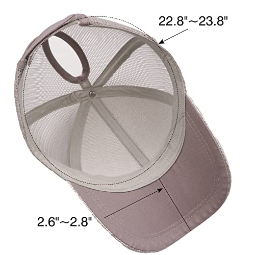 Promindfun Womens Ponytail High Messy Bun Hats Distressed Baseball Caps Unconstructed Washed Dad Hat Girls Trucker Ponycaps (16-Glitter Grey) #TOP4