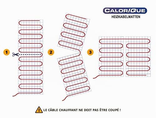 Tapis de câbles chauffants électriques CALORIQUE ECO - 3m² - Chauffage au sol électrique efficace 150 W/m² - Technologie TWIN - Classe d'efficacité énergétique A +++