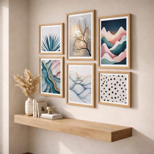 Image of NoWorries Floral Botanical Wall Painting Set of 6 with Frame | Blossom, Daisy, Peony, Wildflower & Garden Flower Artwork for Living Room, Bedroom, Office and Home Decor (Art-15, Frames Size-10x13, 10x10 inches)