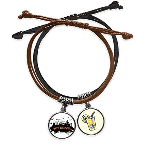 Bracelet Halloween Night Cemetery en cuir tressé et corde noire