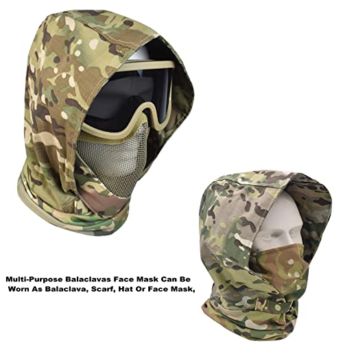 Airsoft Mask Balaclava Face Mask Airsoft Protective Gear Set Half Face Mesh Mask With Neck Protection And Tactical Anti-Fog Goggles For Bbs Paintball Shooting Cs Survival Games Cosplay (G-Camo) #TOP4