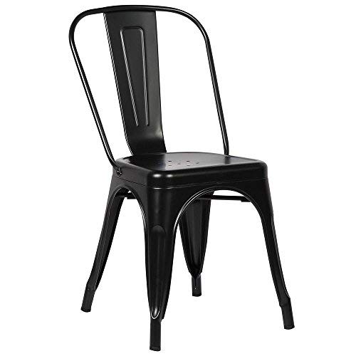 Poly and Bark Trattoria Modern Mid Century Industrial Side Dining Chair, Black