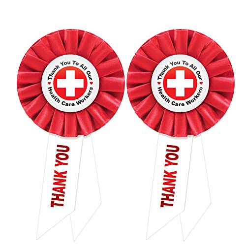 Beistle 2 Piece Thank You To All Our Health Care Workers Medical Staff Appreciation Frontline First Responders Rosette Ribbons For 4th Of July Patriotic Decorations Party Supplies And Favors