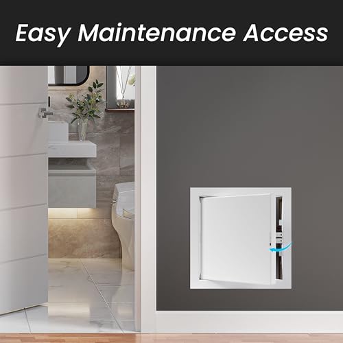 12\" x 12\" Inch Galvanized Steel Access Panel Door - for Outdoor and Indoor Use - Opening Flap Cover Plate - Box Door Lock - Door Latch - Inspection Hatch - White Polymer Coating