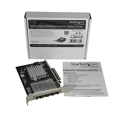 Image of StarTech.com Quad Port 10G SFP+ Network Card - Intel XL710 Open SFP+ Converged Adapter - PCIe 10 Gigabit Ethernet Server NIC - 10GbE Fiber Optic LAN Card - Dell PowerEdge HPE ProLiant (PEX10GSFP4I)