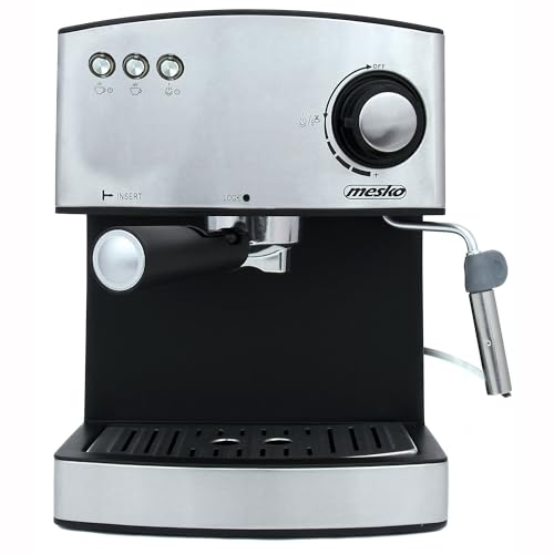 Mesko MS4403 Kaffeemaschine Espresso, Siebträgermaschine 15 Bar, Espressomaschine Klein für Kaffee Cappuccino und Latte, Milchaufschäumer, Tassenwärmer, Edelstahl-Ausführung, 1,6L Wassertank, 850 W – Bild 3
