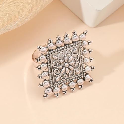 Anneaux ring bague géométrique square ajustable mode femmes hommes