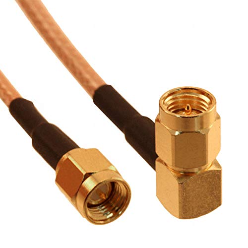 NBR SMA Male Right Angle to SMA Male Straight Coax Cable RG316 Extender,WiFi Antenna Extension Cable Jumper Wires 15cm/6inch 1PCS,Gold-image-30