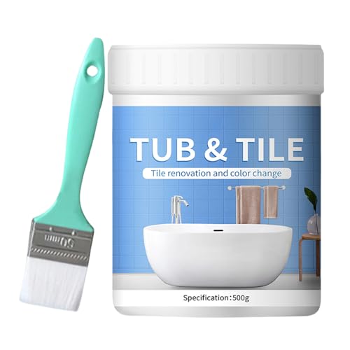 Pintura de baño blanca brillante, kit de reparación de bañera, pintura esmaltada de baño, 500 g, acabado brillante, fórmula de secado rápido para azulejos, metal, ducha, fregadero, muebles, astillas y