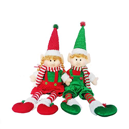 Yecence Christmas Elves 24" Decorations Dolls Big Plush Figurines Packed In Color Box Soft Stuffed Holiday Ornaments Xmas Decor Adorable Gifts Boy And Girl Set Of 2 #TOP4
