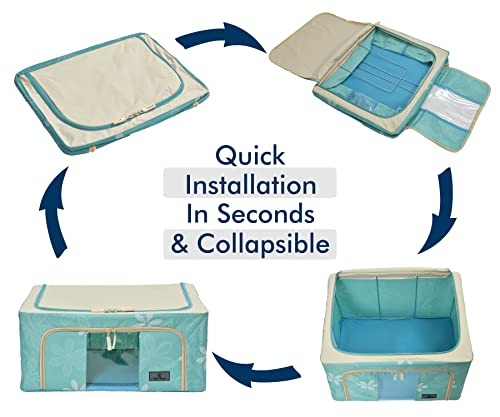 Image of Yellow Weaves Foldable Cloth Storage Box /Wardrobe Organizer, 44 LTR, 2 pieces, Blue