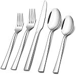 60-Piece Silverware Set, E-far Stainless Steel Flatware Set Service for 12, Tableware Cutlery Set for Home Restaurant Party, Dinner Forks/Spoons/Knives, Square Edge & Mirror Polished, Dishwasher Safe