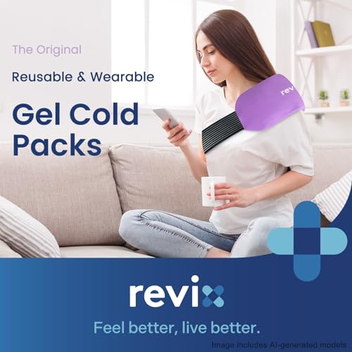 Image of REVIX 2-Pack Gel Ice Packs Reusable with Soft Cover, 10 inchx 5 inch Multi-Use Cold Packs for Injuries, Hot Cold Gel Packs for Elbow, Neck, Back, Shoulders, Ankles, Purple