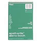 Mead Spell-Write Steno Book - 80 Sheet - Gregg Ruled - 6' x 9' - 1 Each - Green