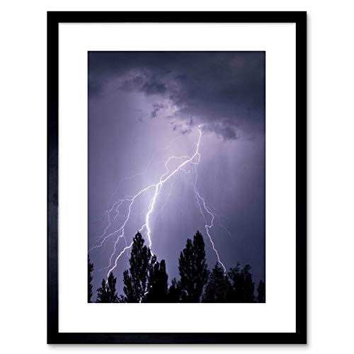 Wee Blue Coo PHOTO SKYSCAPE WEATHER LIGHTNING FORKS STORM FRAMED PRINT F97X5446 Decoración de la pared del cartel enmarcado impresión 9x7 pulgadas