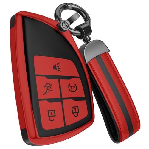 Image of For Chevy /GMC Key Fob Cover Accessories, Matte TPU Material, With a Cute Leather Keychain, for Silverado Sierra Tahoe Suburban Equinox Traverse Yukon Denali Terrain Acadia