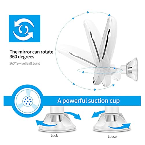 Espelho de Maquiagem com Ventosa, 18 Peças de Luz LED Lupa Espelho de Maquiagem para Banheiro